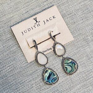NWT $250 Judith Jack Sterling Silver 925 Abalone Mother of Pearl Drop Earrings